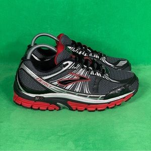 Brooks Beast 12 Mens Trail Running Shoes Black Red Sneakers Size 8 Wide